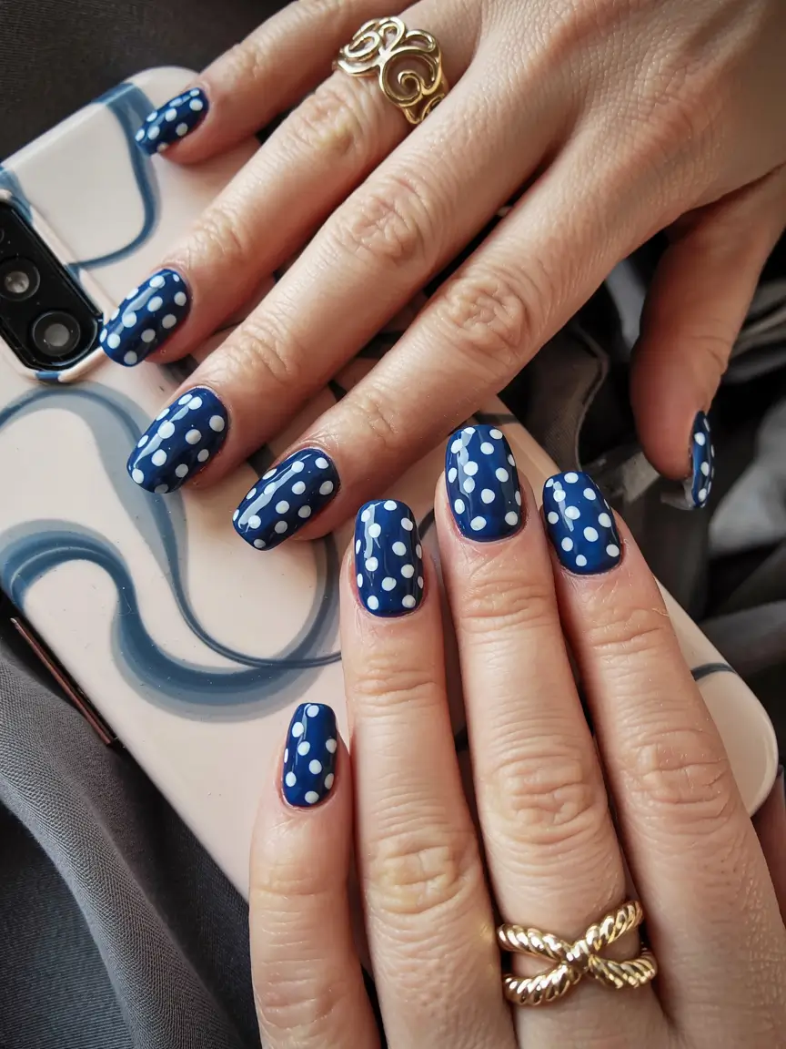 winter nail inspo 2025 2026 Midnight Polka Frost
