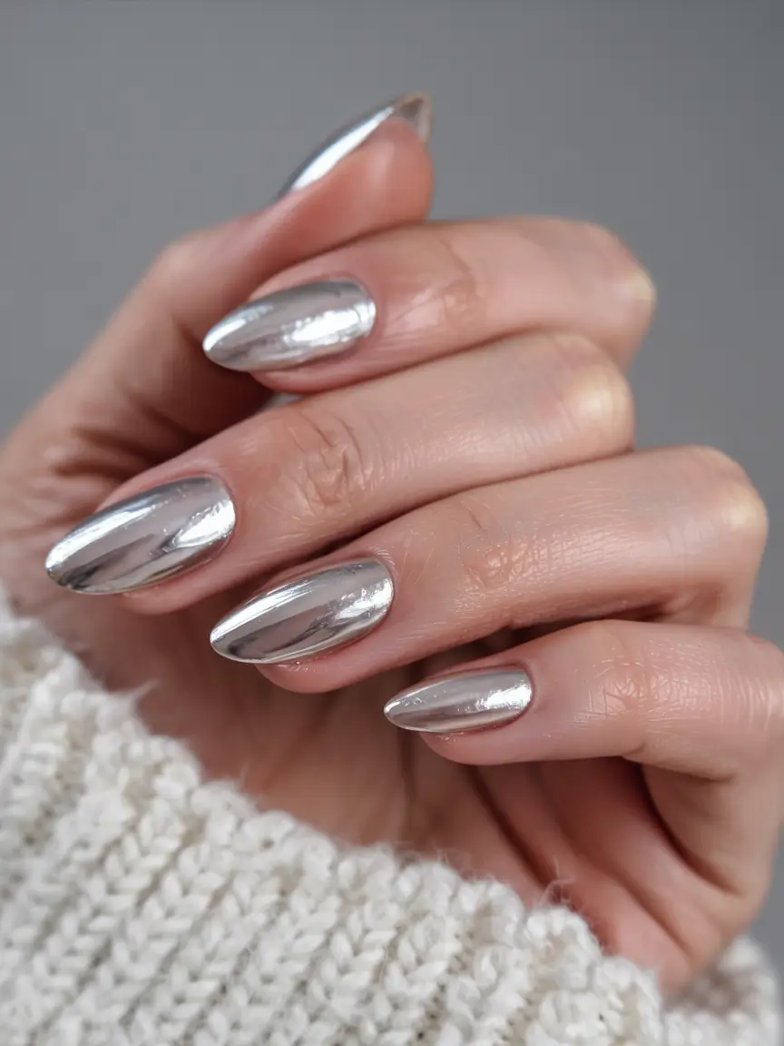 winter nail inspo 2025 2026 Mirror Silver Storm