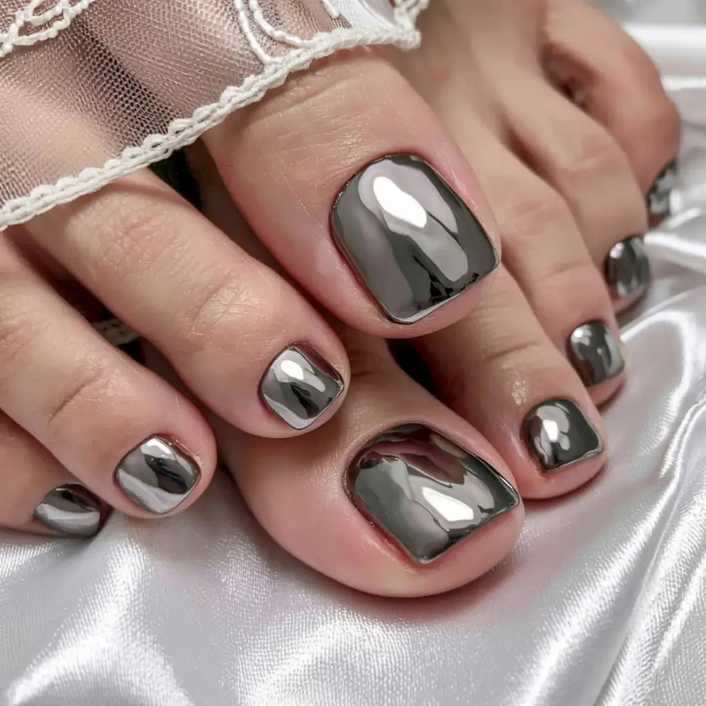winter nails toe ideas 2025 2026 Chrome Reflection