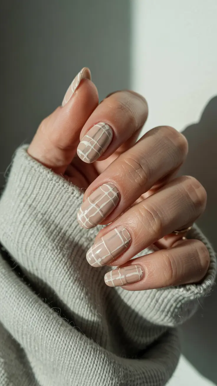 winter nails trends ideas 2025 2026 Cashmere Plaid