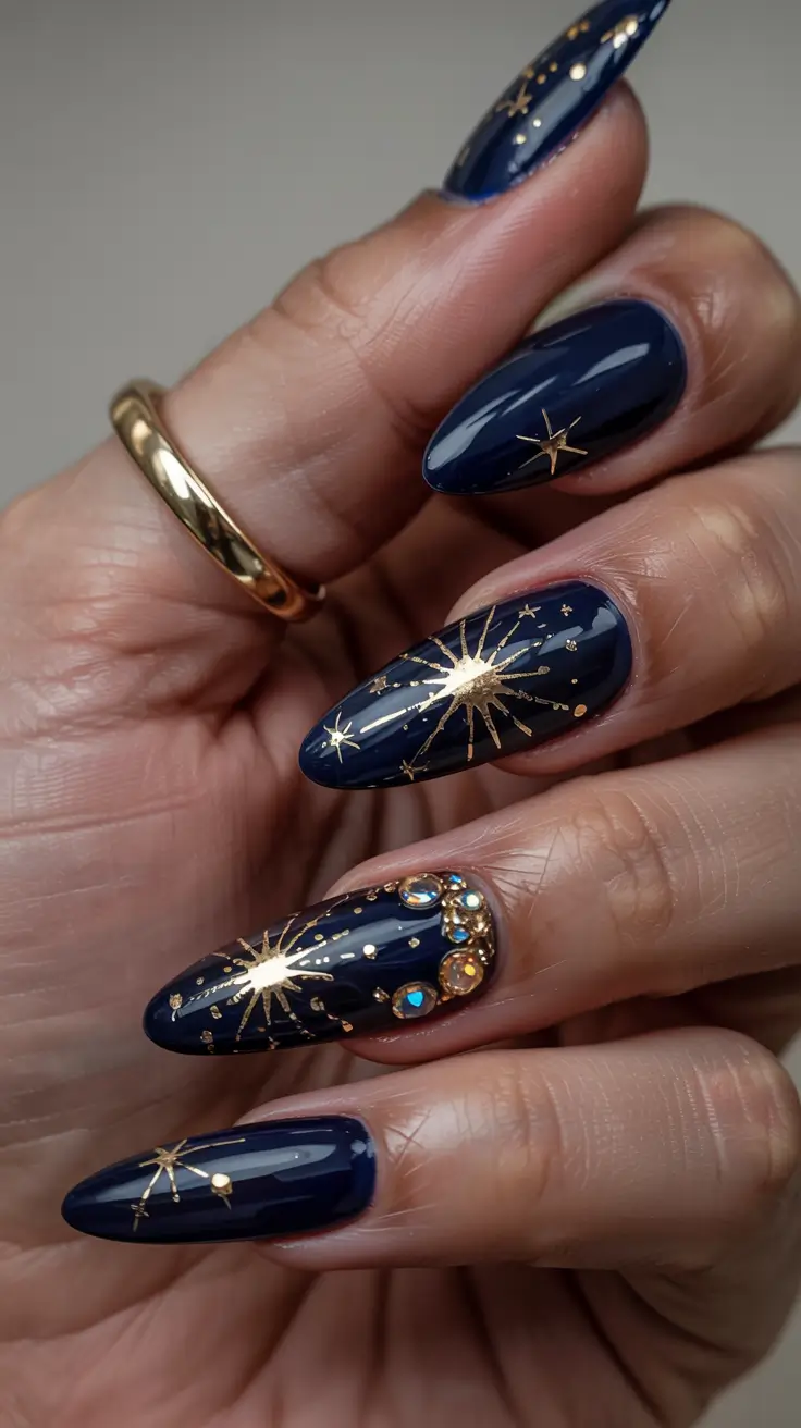 winter nails trends ideas 2025 2026 Midnight Starscape