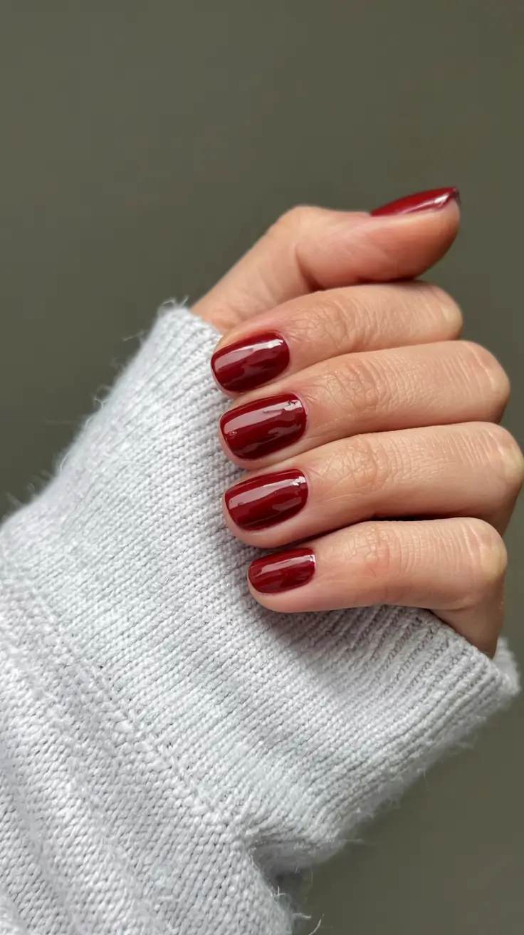 winter nails trends ideas 2025 2026 Classic Winter Red