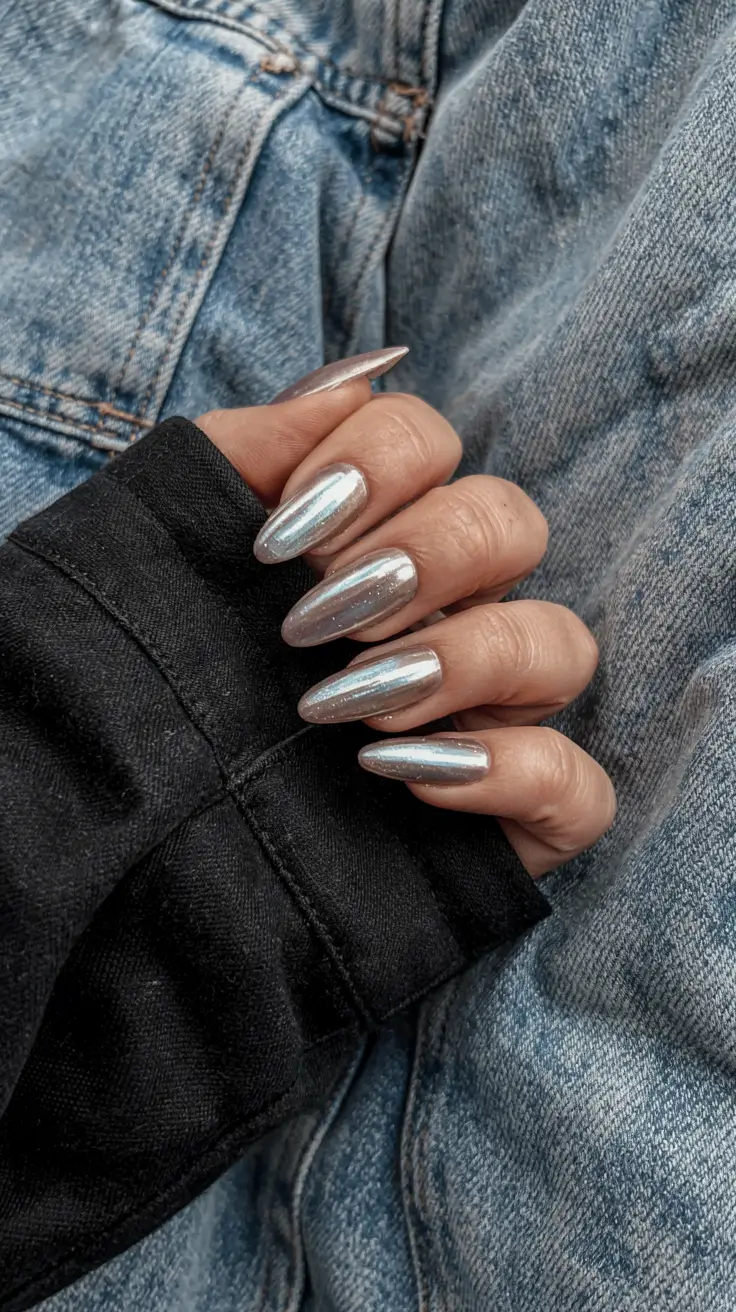 winter nails trends ideas 2025 2026 Chrome Ice Mirror