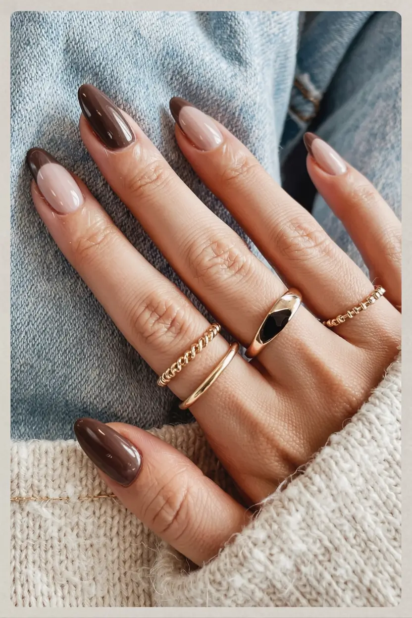 winter nails trends ideas 2025 2026 Cocoa French Fade