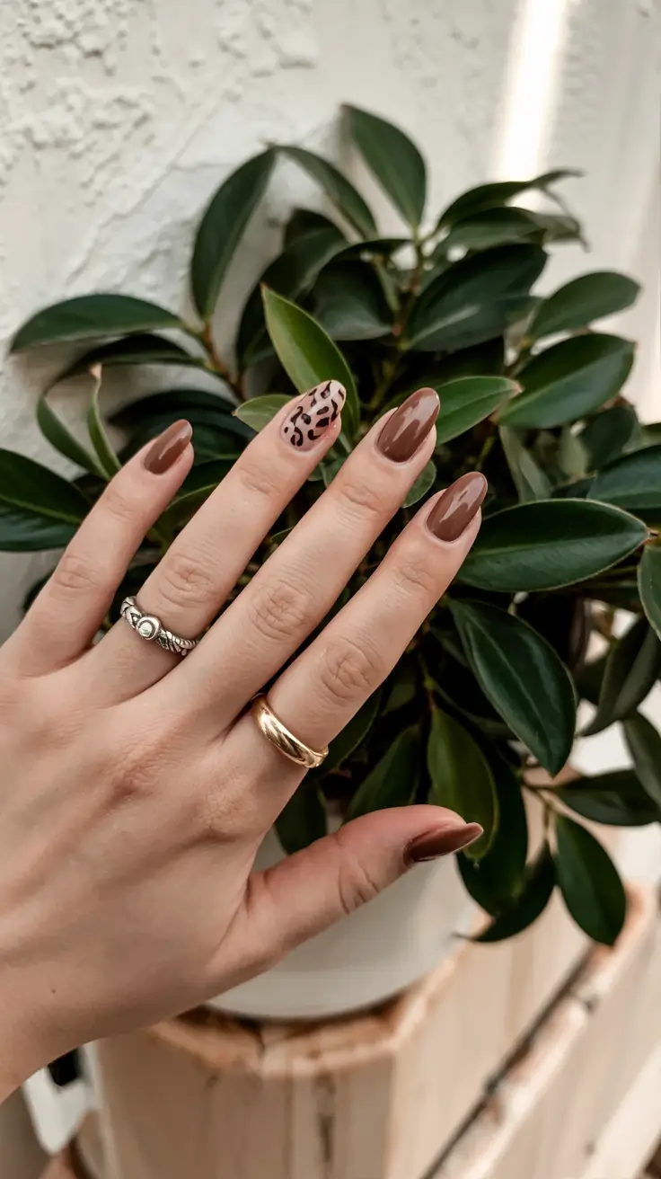 winter nails trends ideas 2025 2026 Leopard Mocha