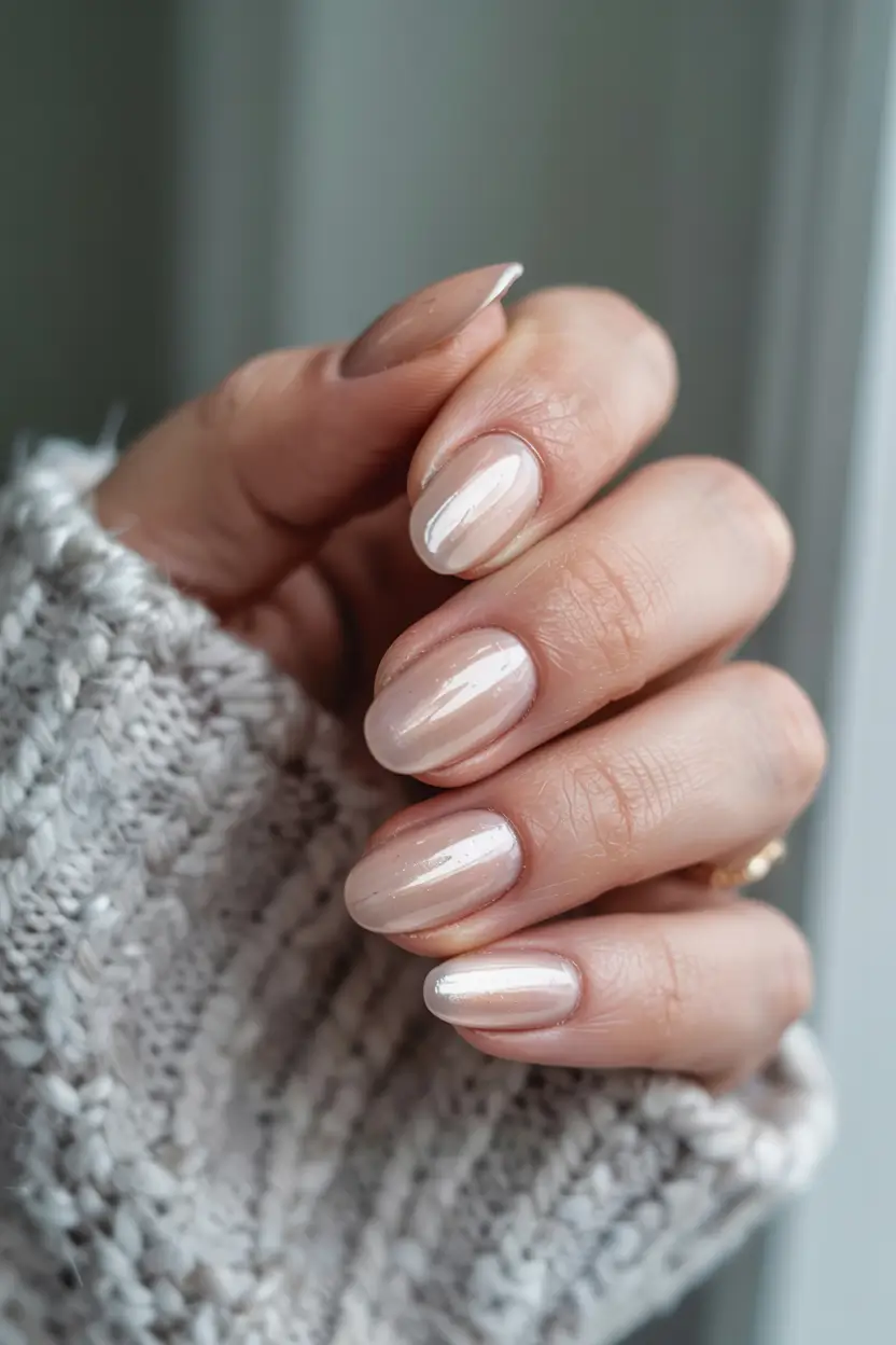 winter nails trends ideas 2025 2026 Champagne Glow