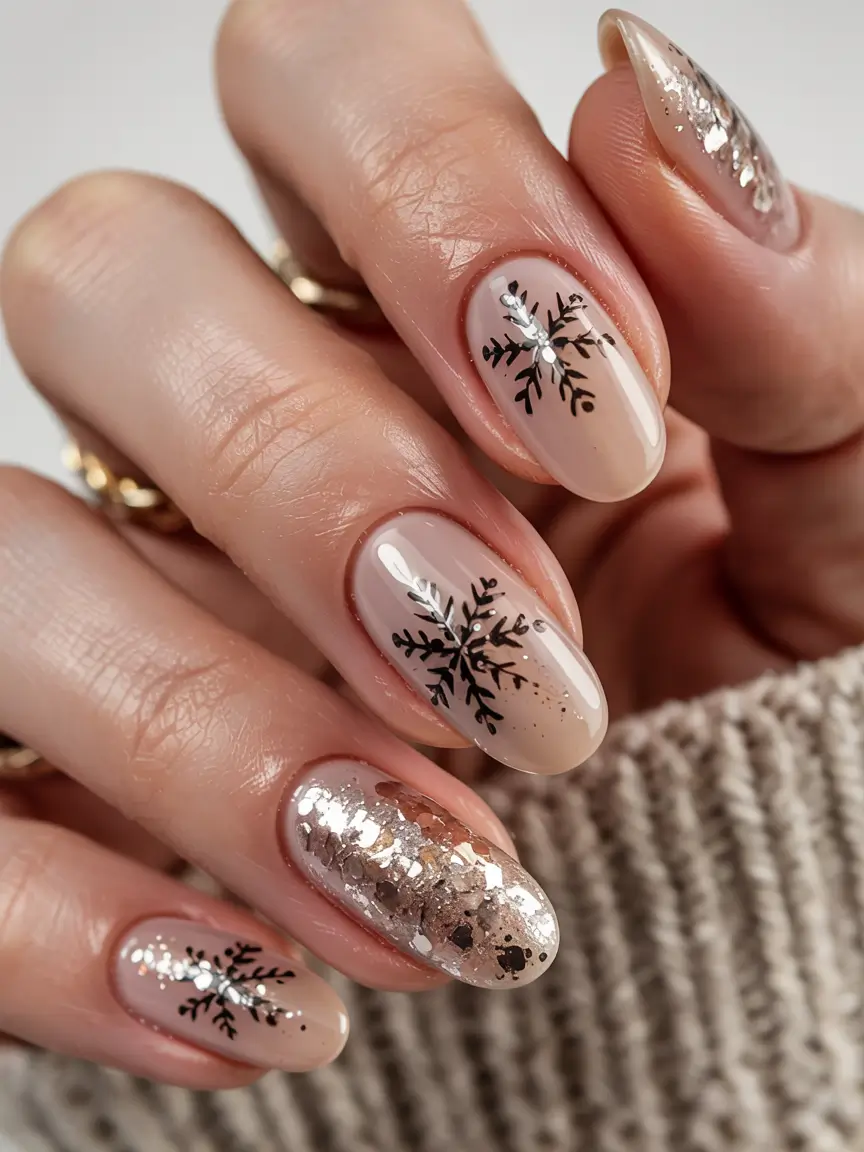winter nails trends ideas 2025 2026 Snowflake Spark