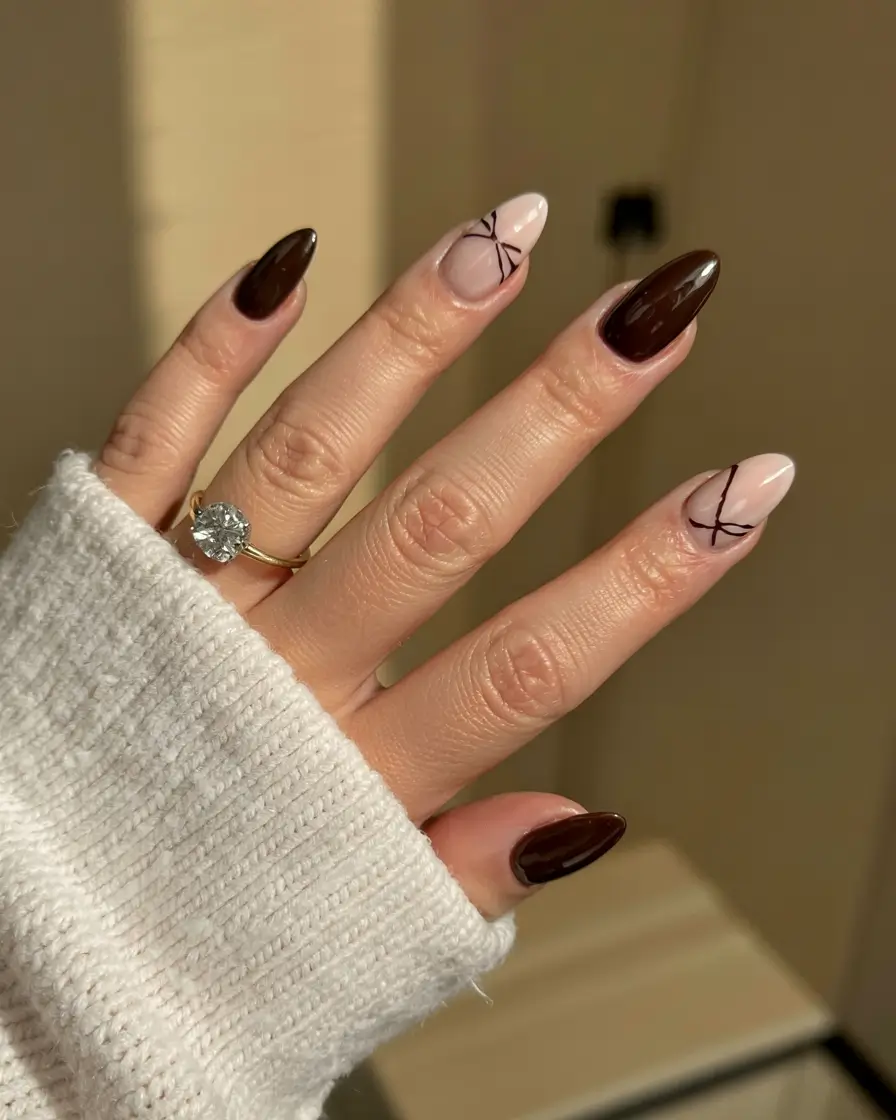winter nails trends ideas 2025 2026 Mocha Lines