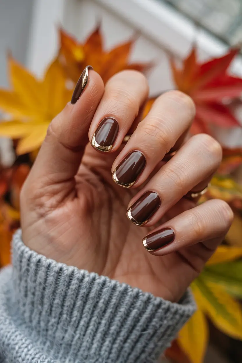 winter nails trends ideas 2025 2026 Golden Mocha Tips