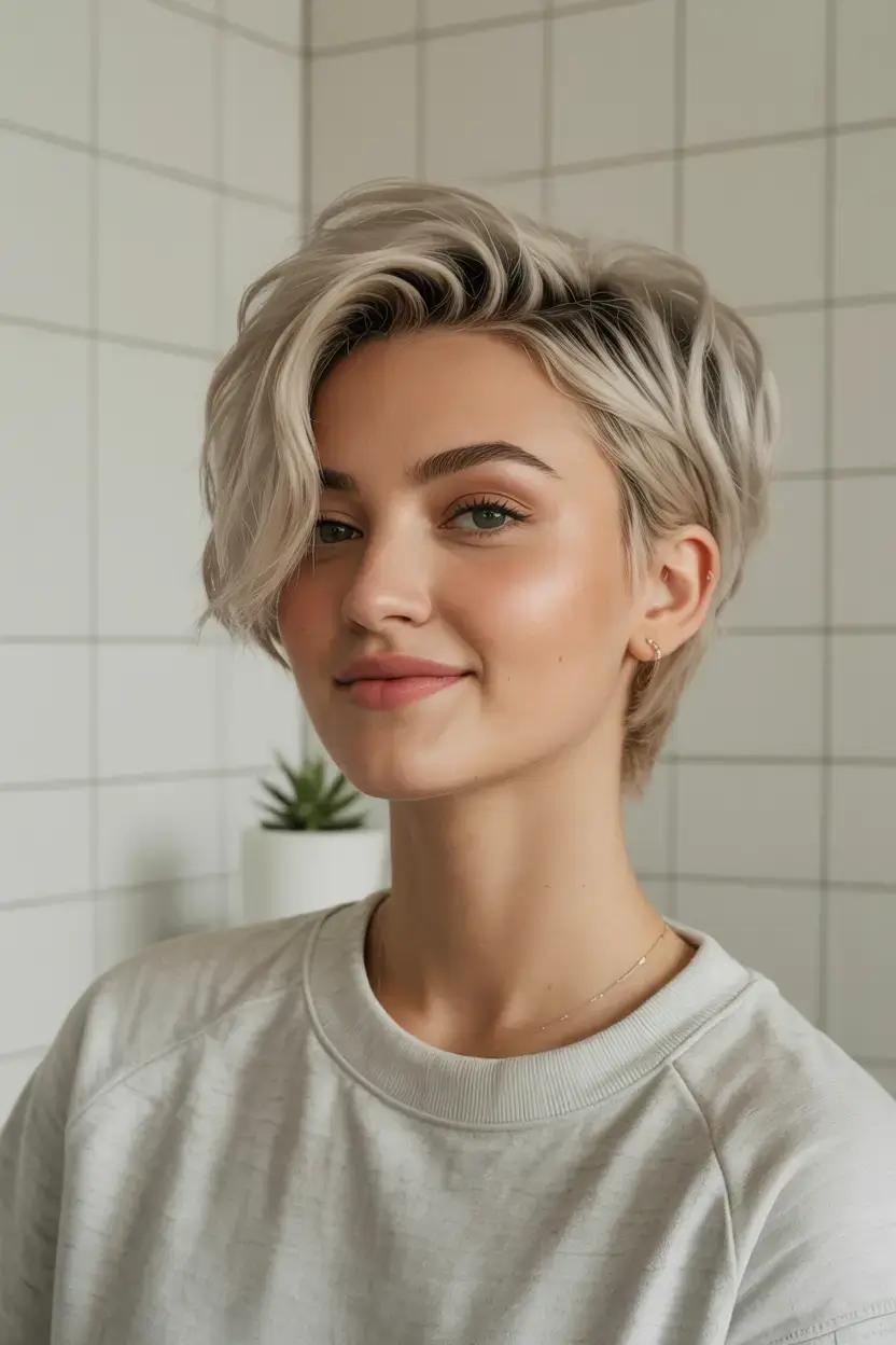 winter pixie haircuts ideas 2025 2026 Asymmetrical Blonde Pixie Bob