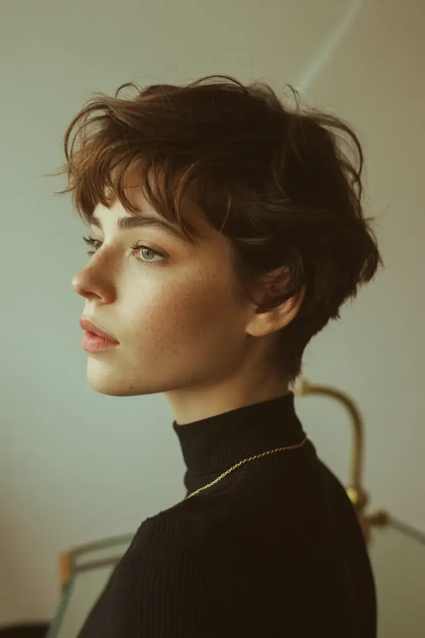 winter pixie haircuts ideas 2025 2026 Romantic Textured Pixie with Wispy Layers