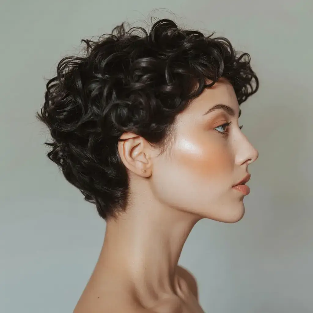 winter pixie haircuts ideas 2025 2026 Curly Winter Pixie with Defined Coils