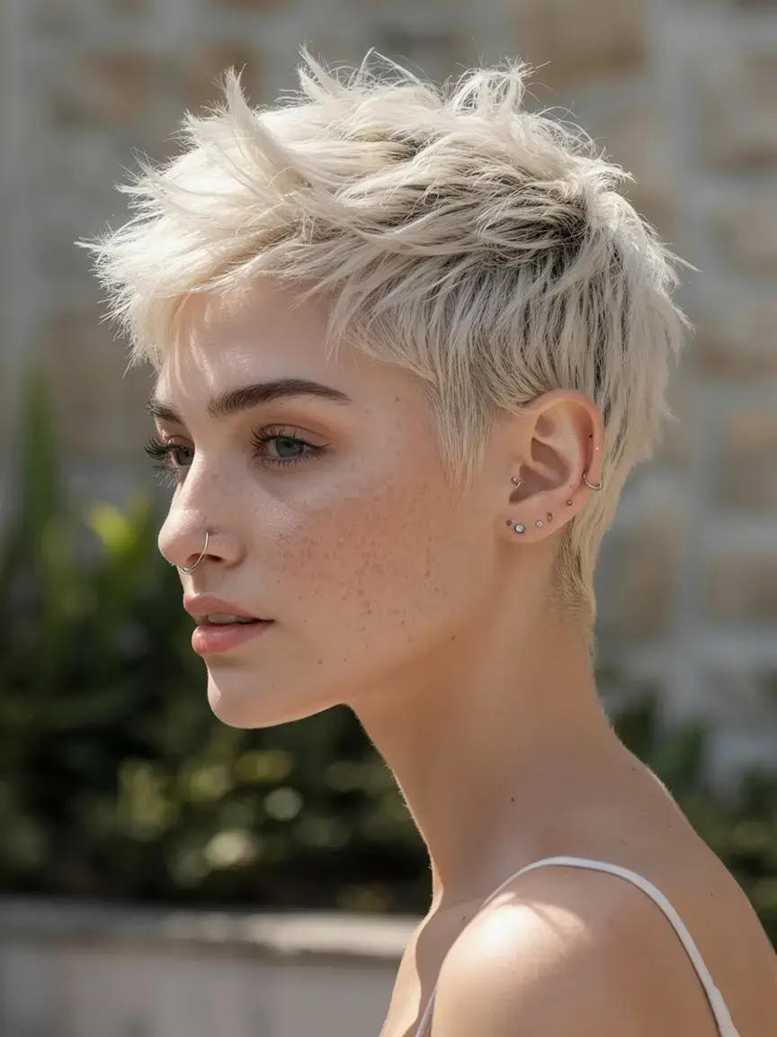 winter pixie haircuts ideas 2025 2026 Frosted Crop with Spiky Texture