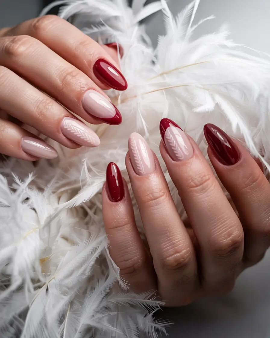 winter-sweater-nails-2025-2026 Crimson Cashmere
