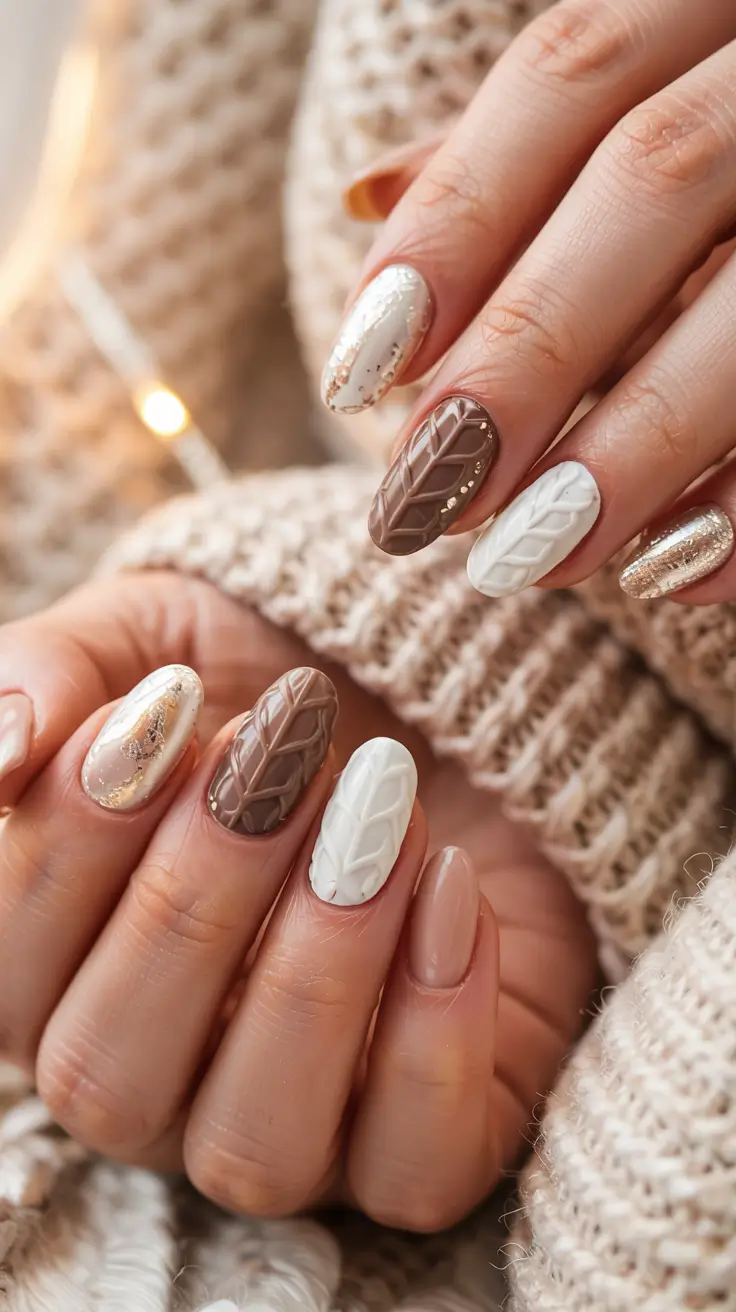 winter-sweater-nails-2025-2026 Mocha Lights