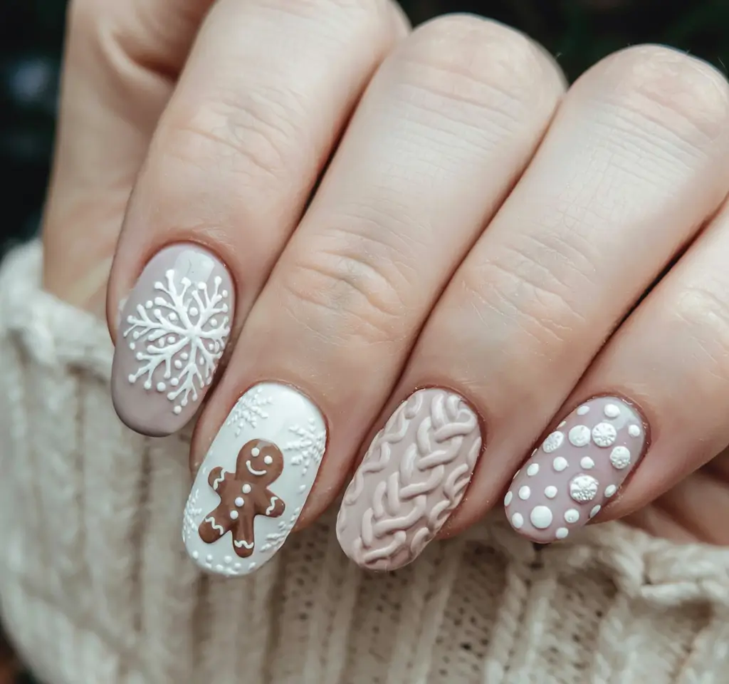 winter-sweater-nails-2025-2026 Cocoa Whispers and Gingerbread Dreams