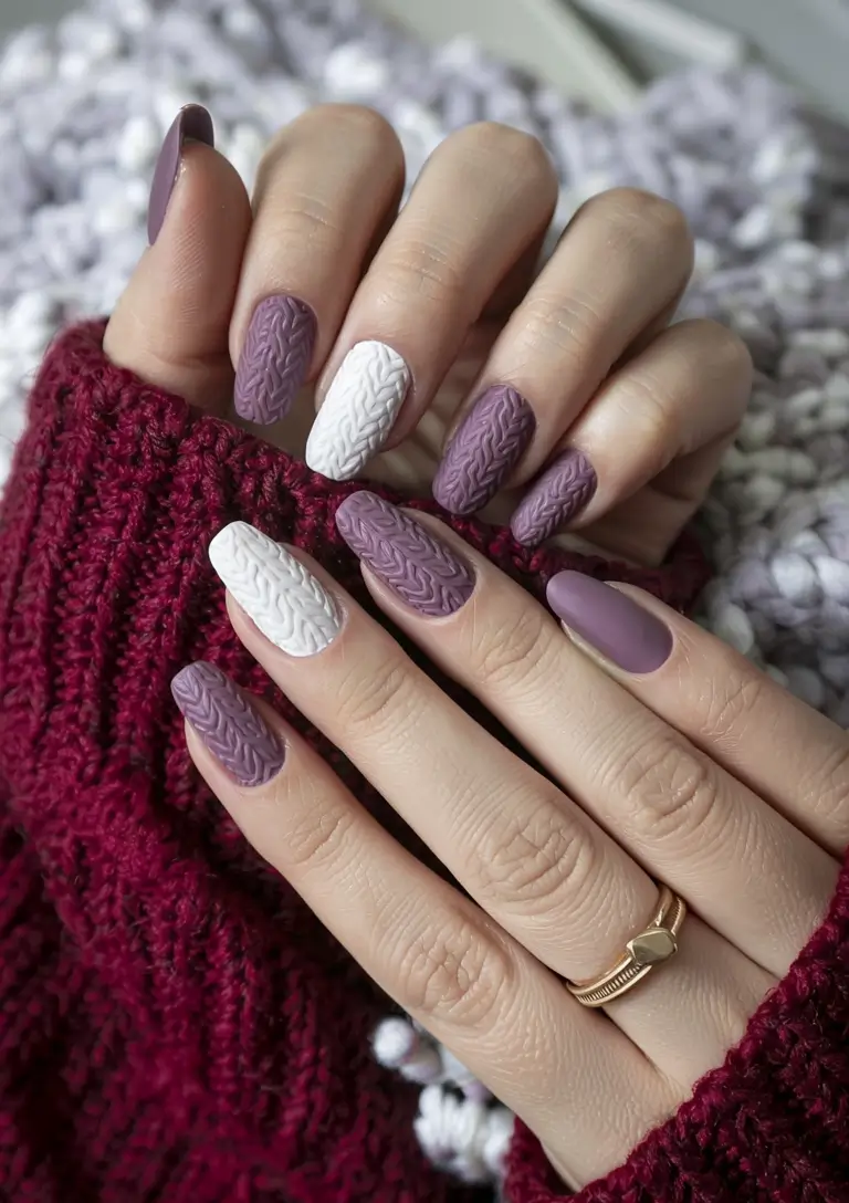 winter-sweater-nails-2025-2026 Lavender Frost