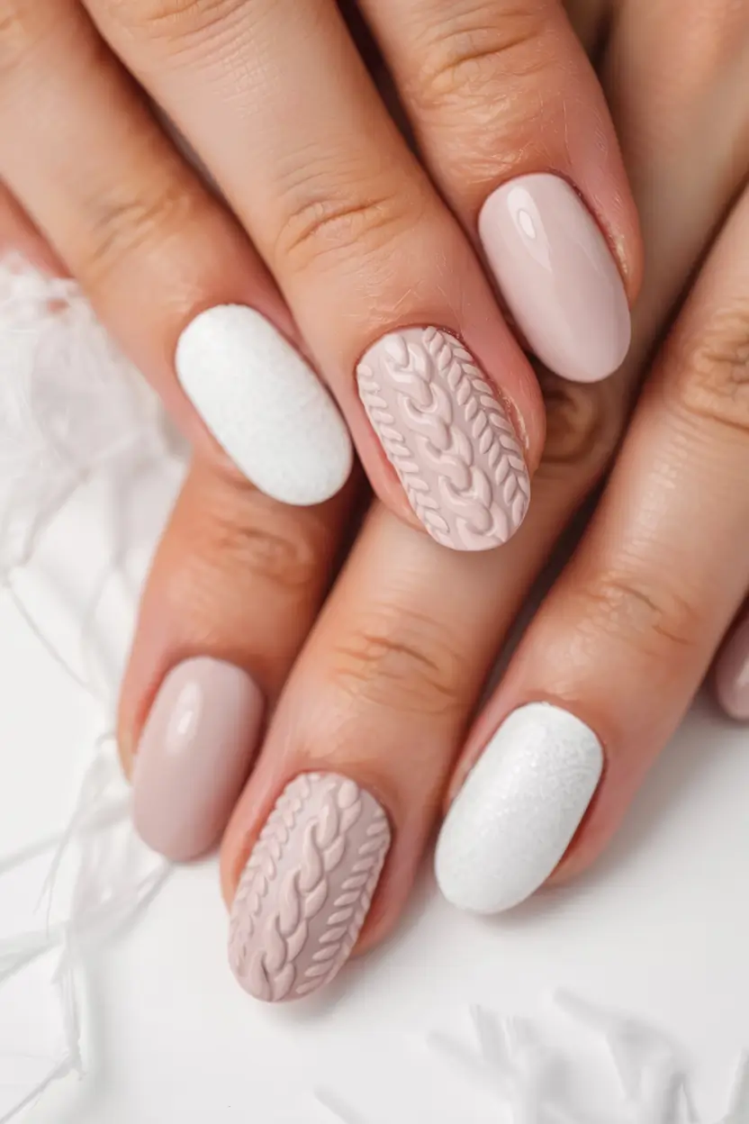 winter-sweater-nails-2025-2026 Blushing Winter Neutrals