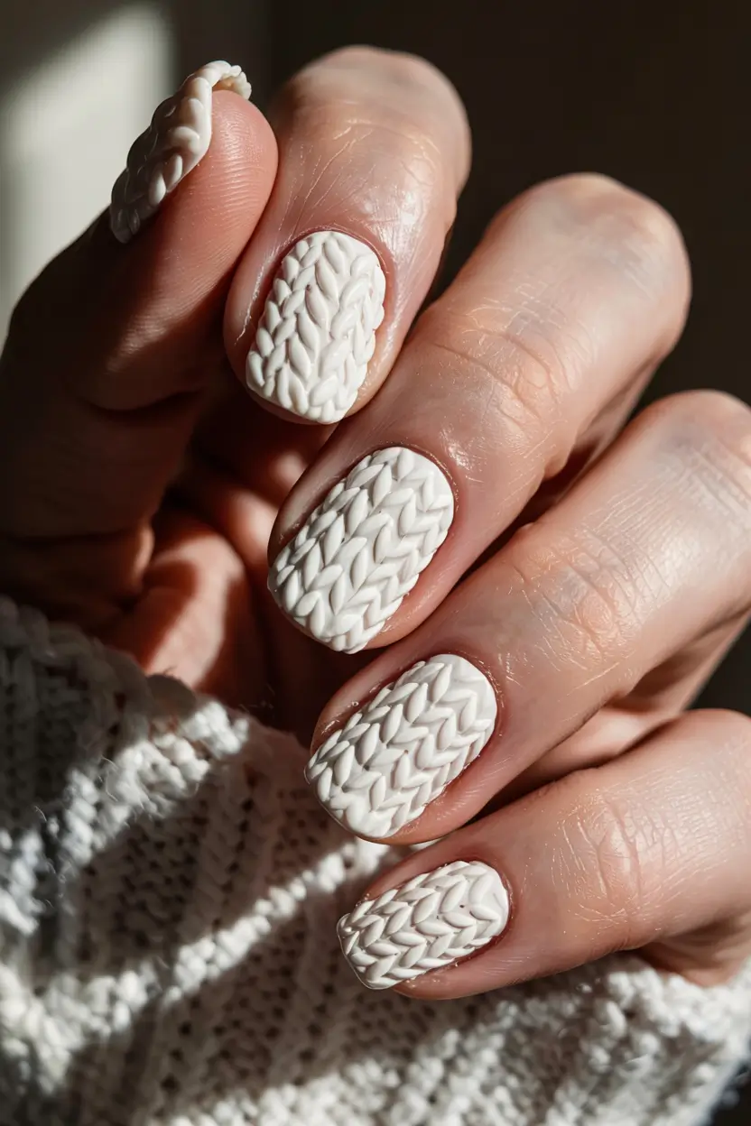 winter-sweater-nails-2025-2026 Snow Cream Serenity