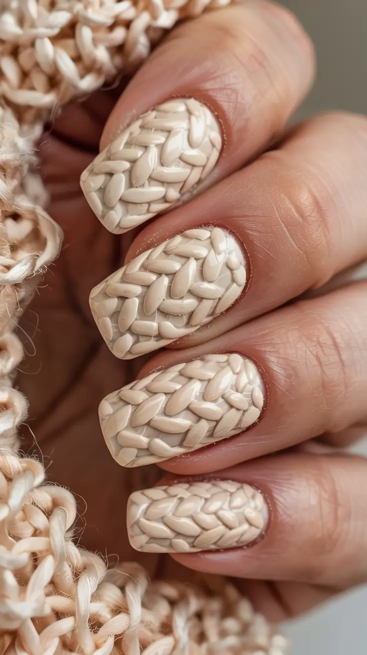 winter-sweater-nails-2025-2026 Latte Knits and Morning Glow