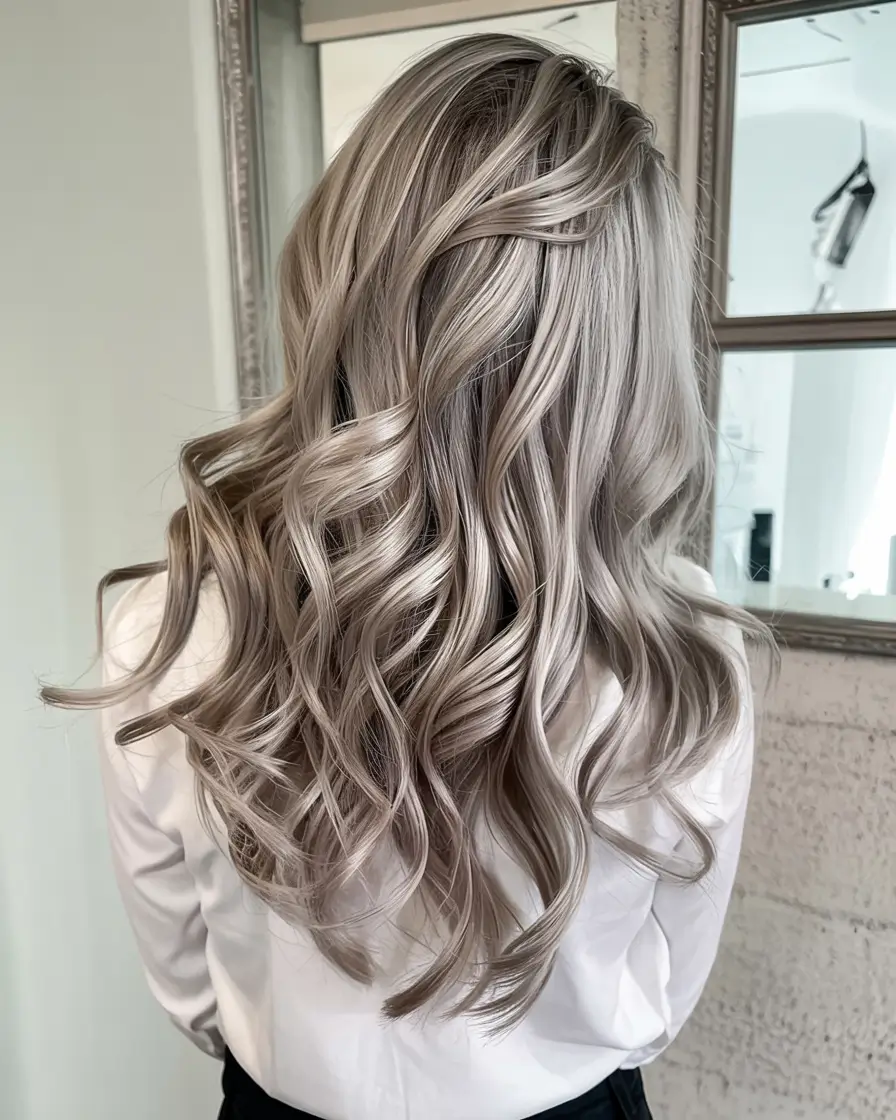 ash blonde hair color 2026+Pearl-Toned Waves with Cool Control