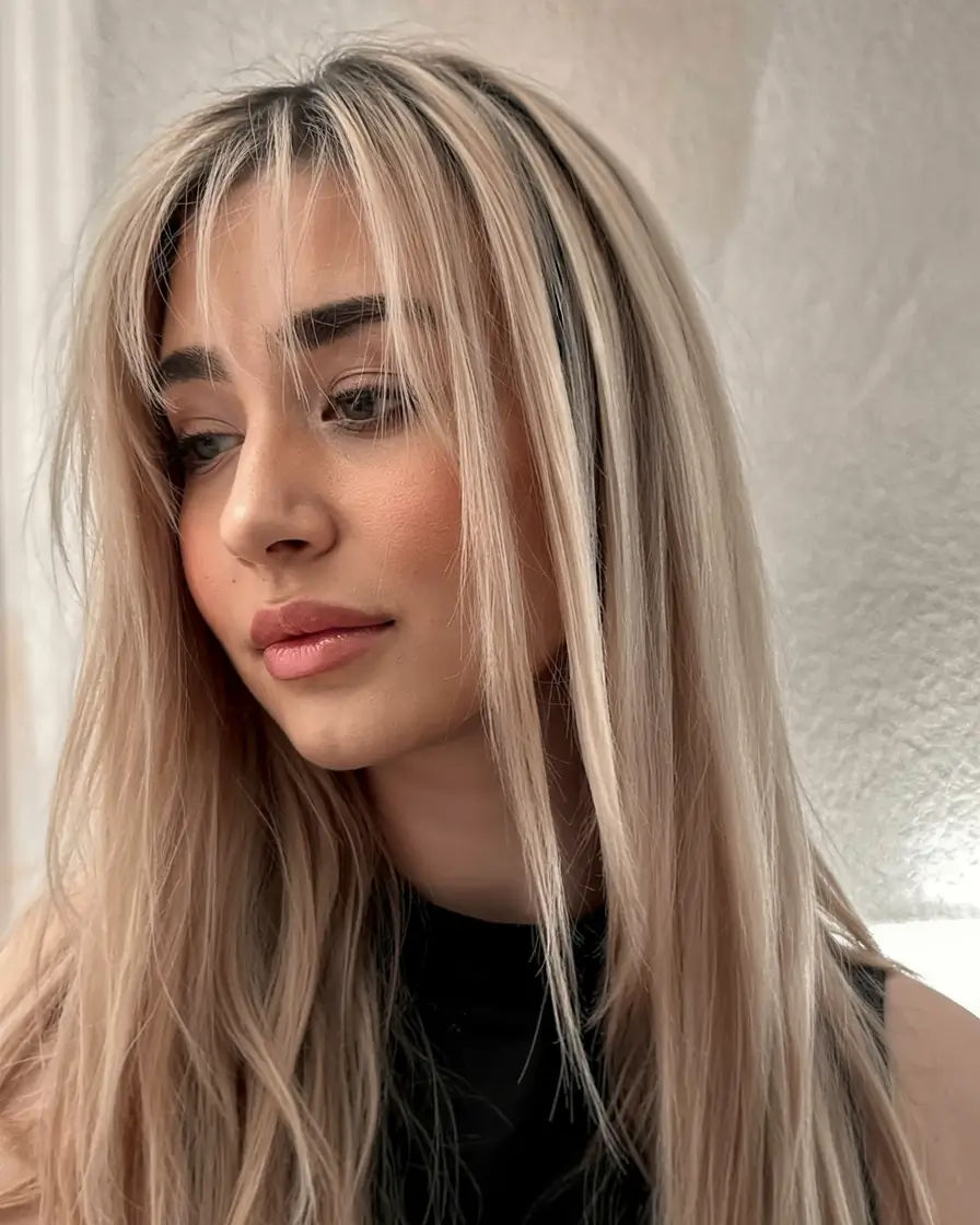 ash blonde hair color 2026+Cool Vanilla Blonde with Airy Curtain Bangs