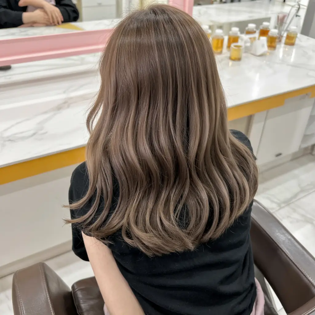 ash brown hair color 2026 Smoky Mocha Waves with Monotone Elegance