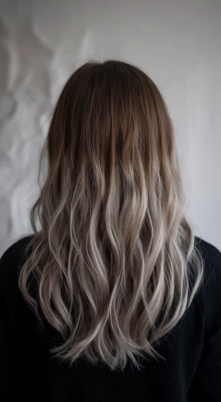 ash brown hair color 2026 Shadow Melt Ash with Silvery Ends