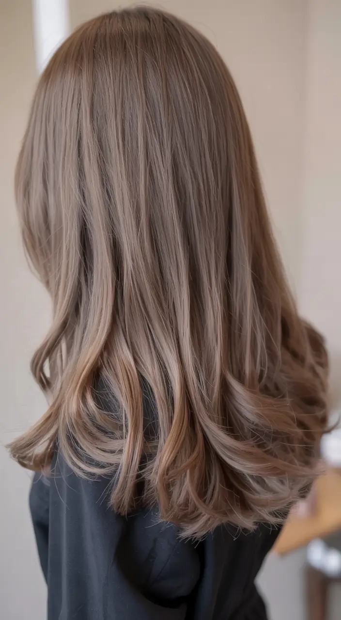 ash brown hair color 2026 Matte Ash Taupe with Weightless Volume