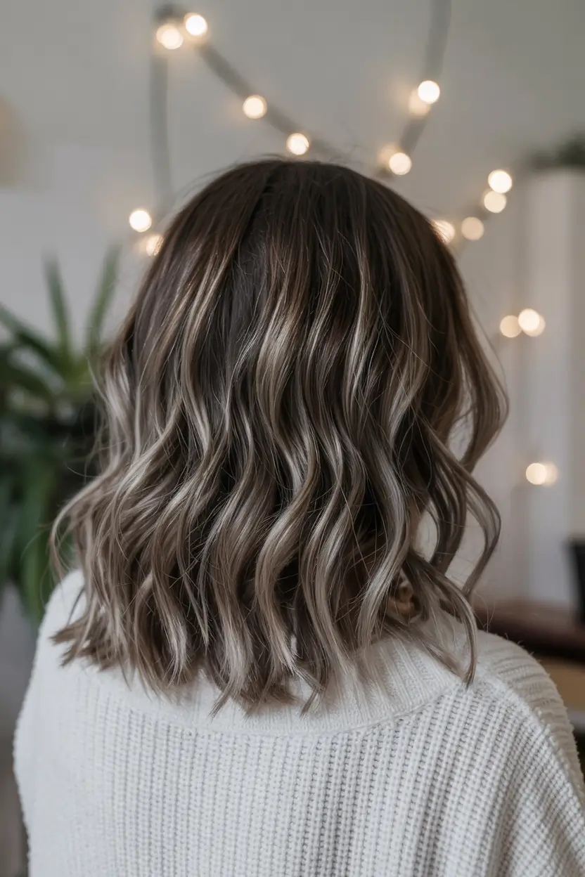 ash brown hair color 2026 Coffee Cream Ash with Holiday Lights Glow