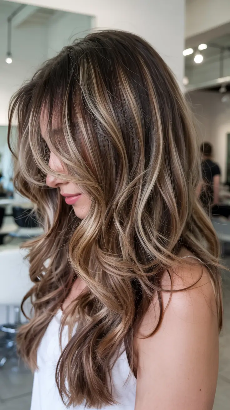 ash brown hair color 2026 Golden Soft Ash Blend with Dreamy Layers
