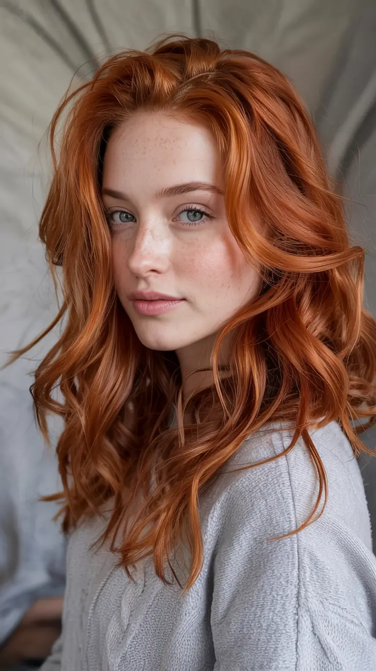 auburn hair color ideas 2026 Bright Sunlit Copper for a Luminous Spring Glow