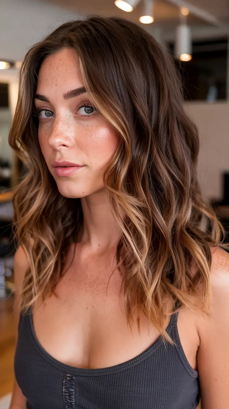 auburn hair color ideas 2026 Bronzed Auburn Balayage With Beachy Texture