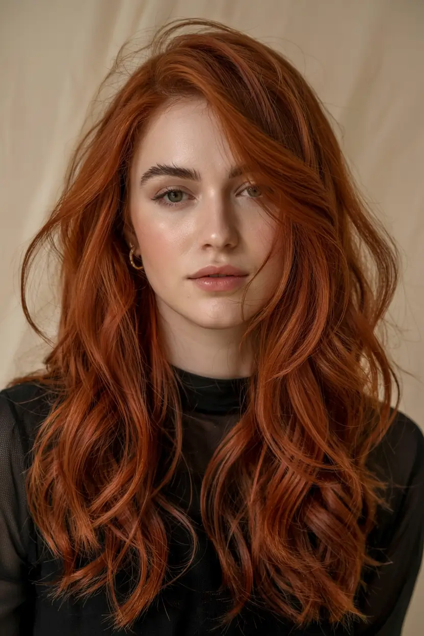auburn hair color ideas 2026 Fire-Toned Copper Auburn With Modern Volume