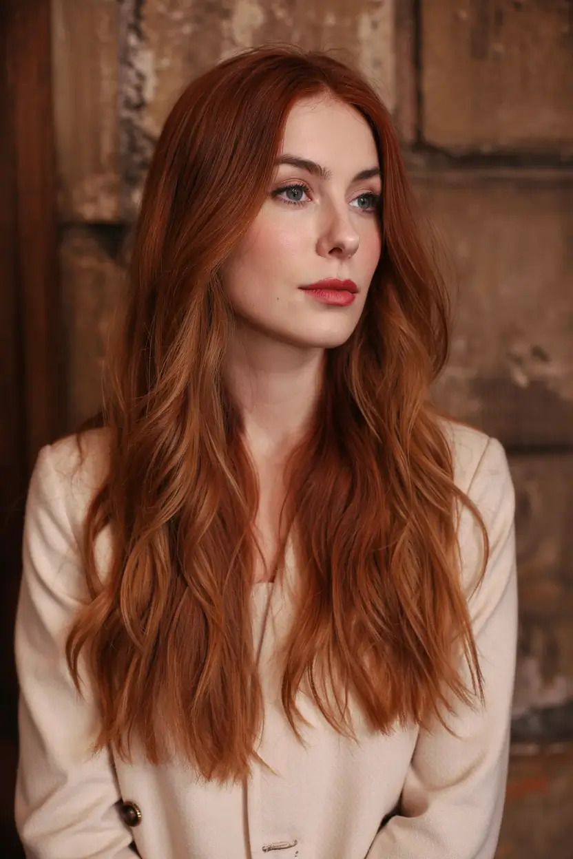 auburn hair color ideas 2026 Warm Copper Layers for Early-Spring Light