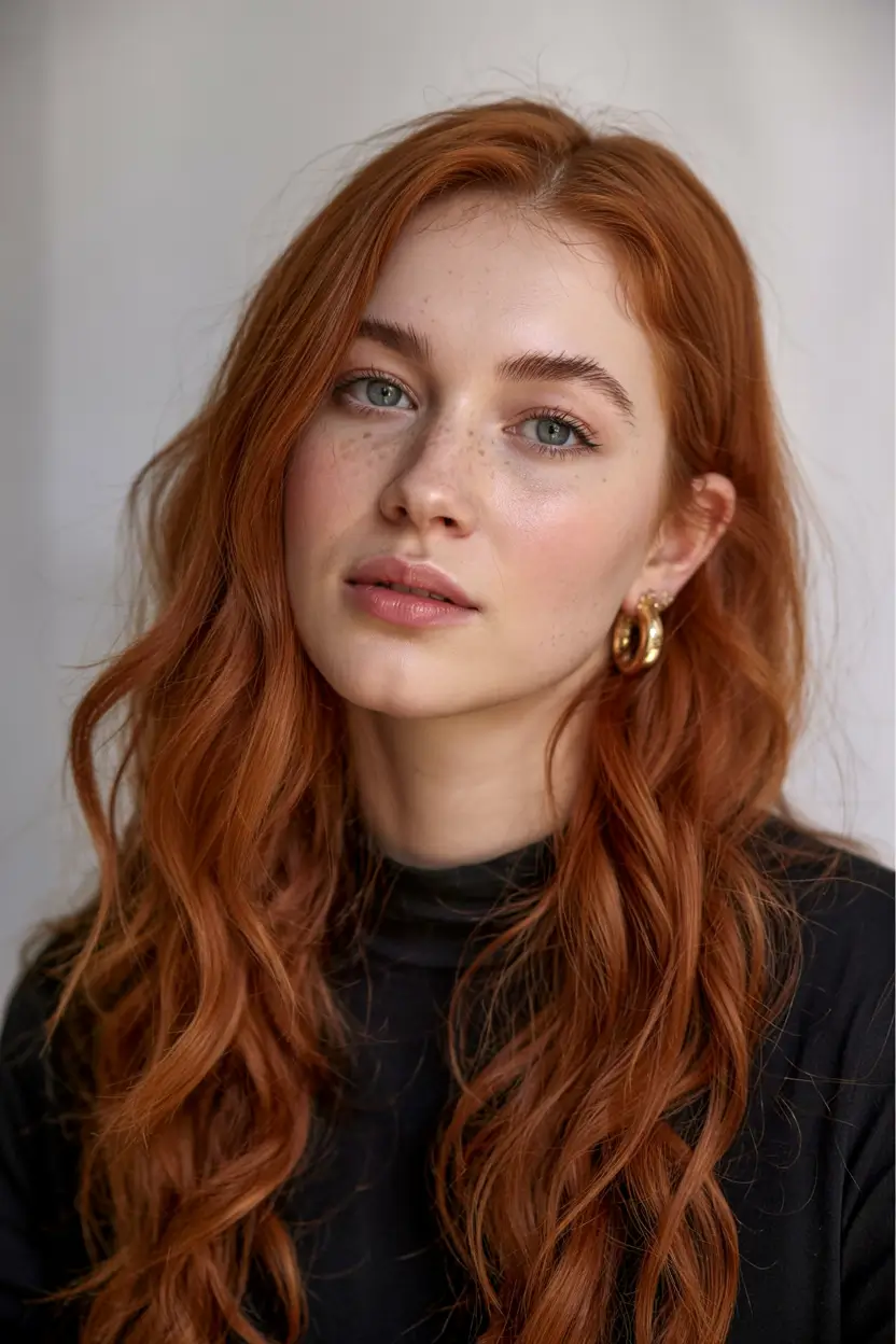 auburn hair color ideas 2026 Classic Soft Auburn with a Modern Minimalist Finish