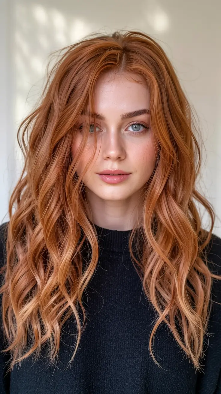 auburn hair color ideas 2026 Soft Ginger Waves for a Bright Spring Refresh