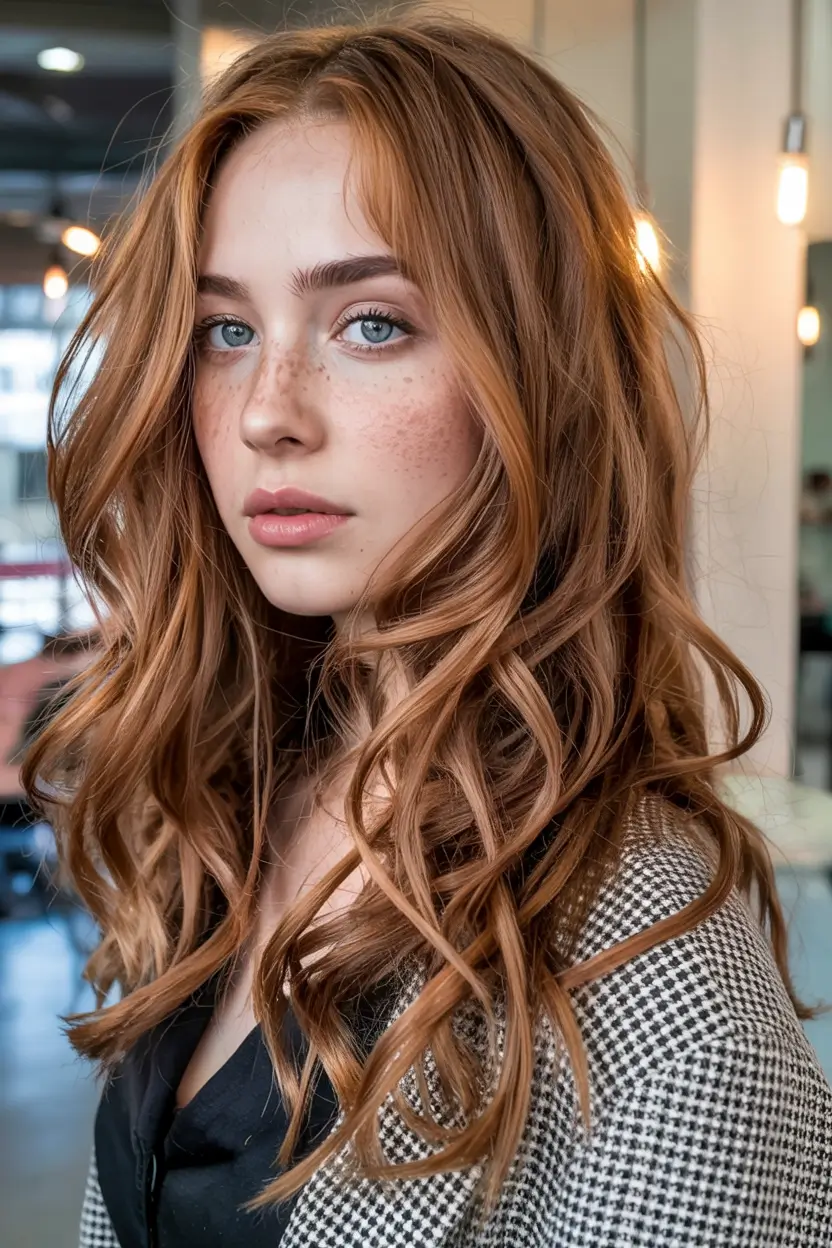 auburn hair color ideas 2026 Springtime Strawberry Auburn With Soft Curls