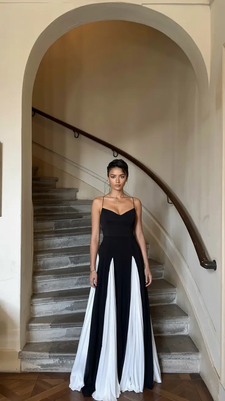 Birthday outfits for women 2026 Monochrome Elegance with Architectural Grace