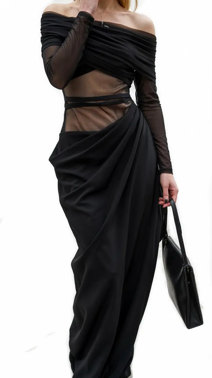 Birthday outfits for women 2026 Modern Drama with Sheer Sculpting