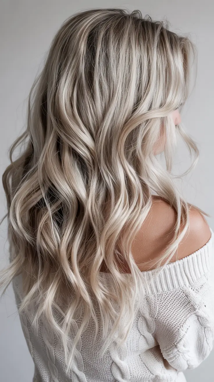 blonde hair color 2026 Cool Silver-Beige Waves with Cozy Texture