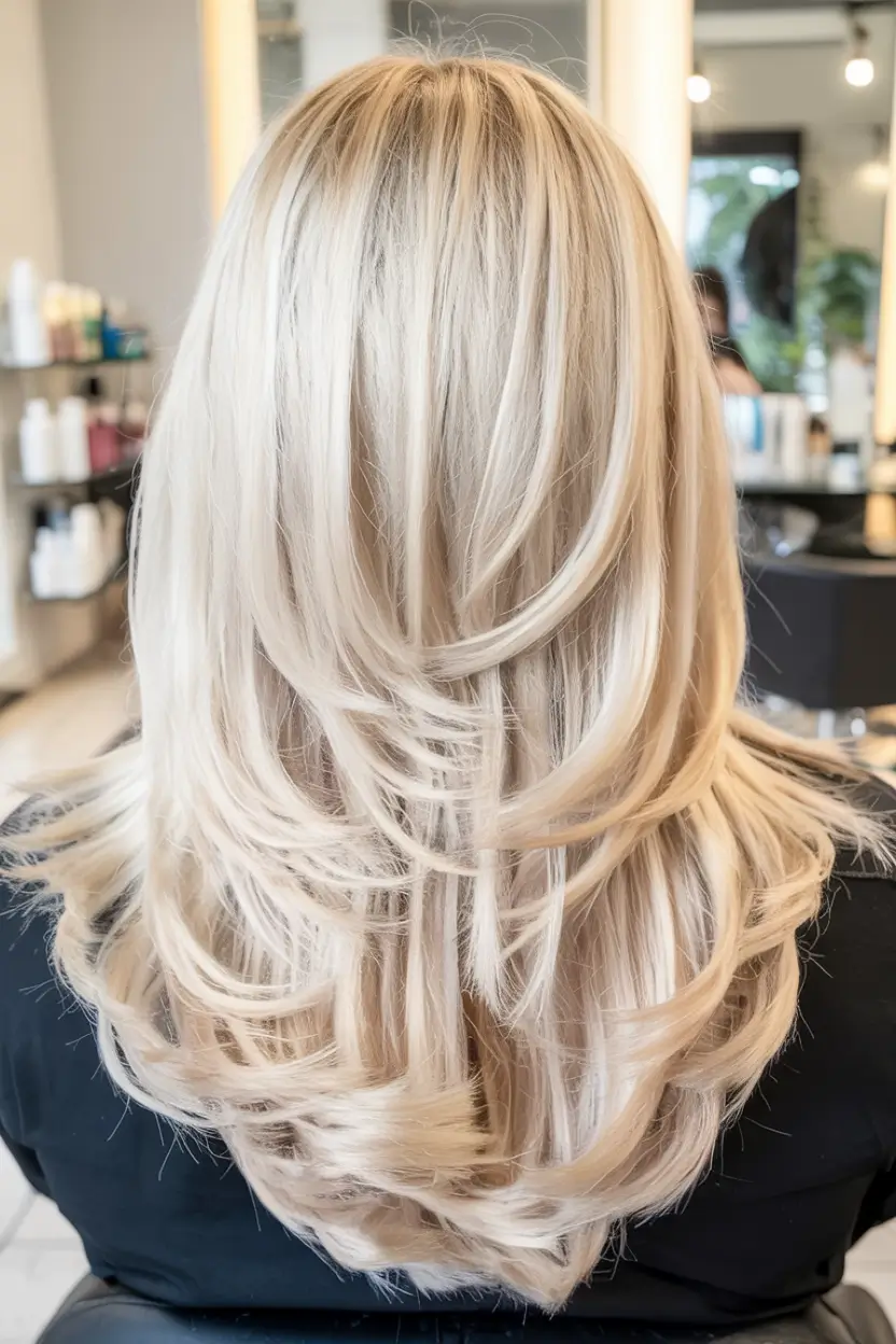 blonde hair color 2026 Icy White Blonde with Dimensional Flow