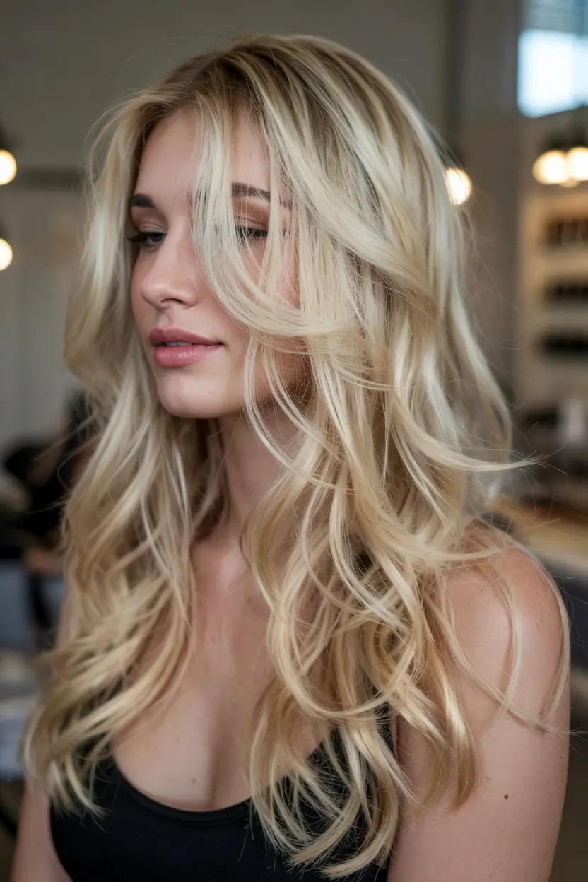 blonde hair color 2026 Neutral Baby Blonde with Soft Waves