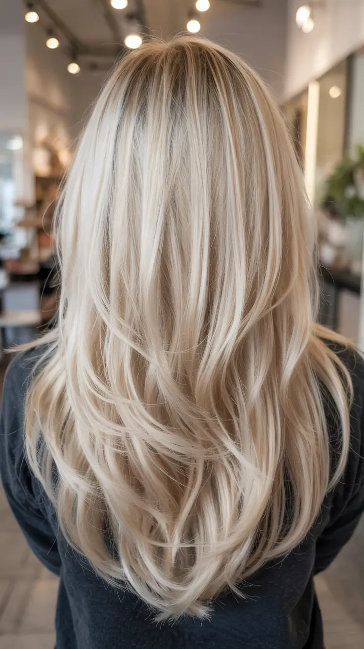 blonde hair color 2026 Cool Pearl Blonde with Silken Layers