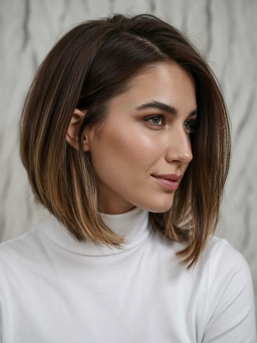 bob haircut ideas 2026 Side-Parted Smooth Bob with Bold Ends
