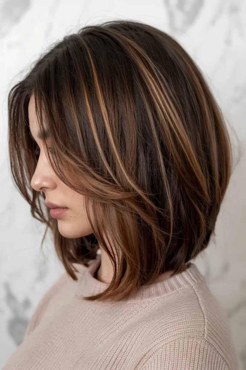 bob haircut ideas 2026 Dimensional Honey Lights on a Long Bob