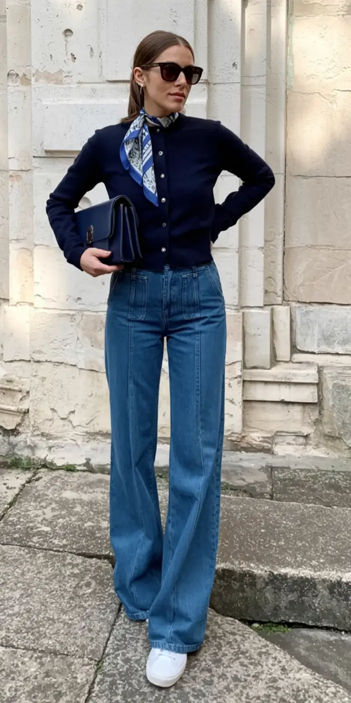 Casual jeans outfits 2026 Navy Poise and Parisian Flair