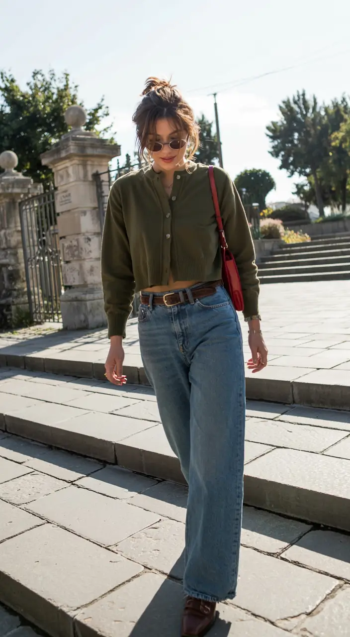 Casual jeans outfits 2026 Soft Cardigan Strong Silhouette