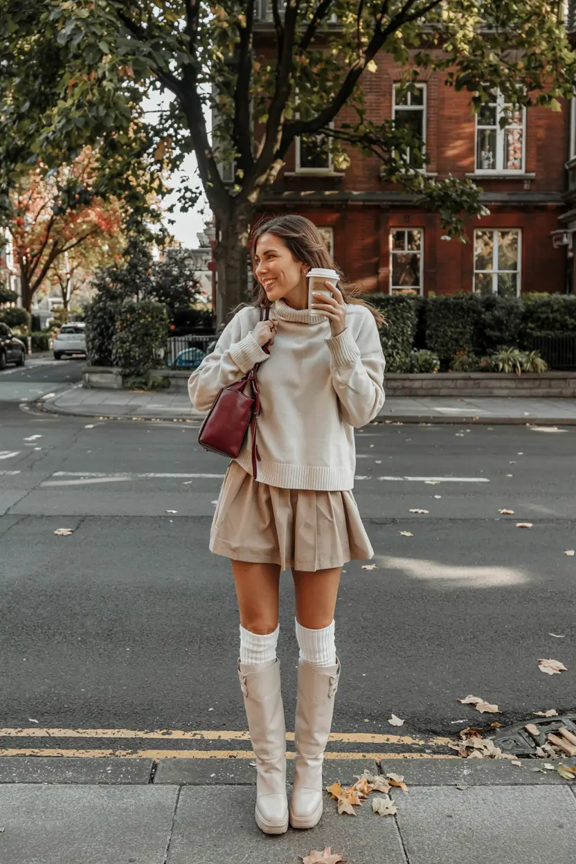 casual skirt outfits 2026 Cozy Layers with Playful Charm