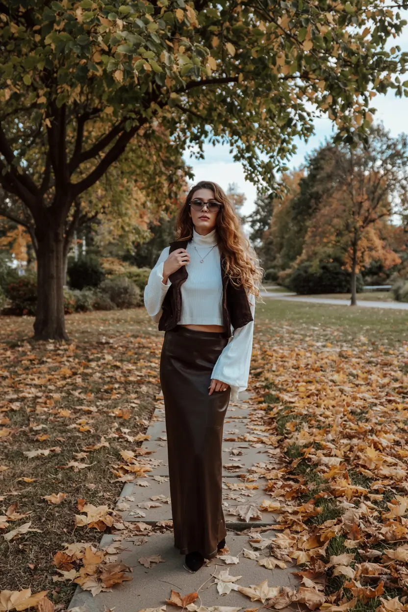 casual skirt outfits 2026 Soft Neutrals and Fall Textures